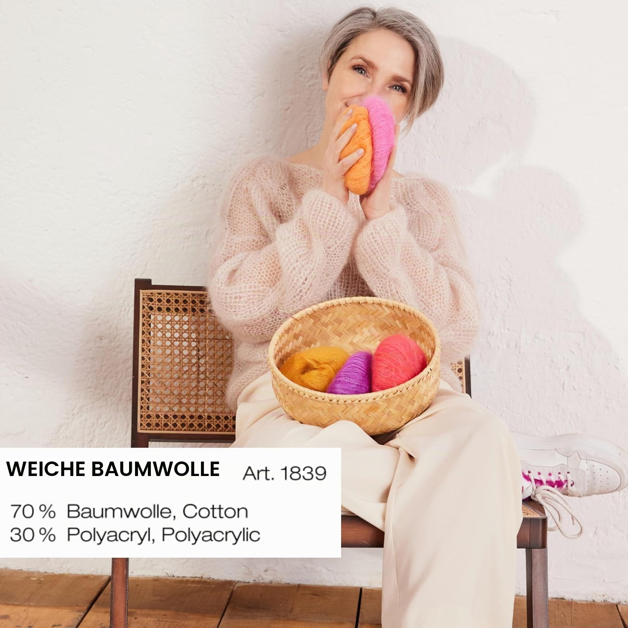 lana-grossa-soft-cotton-handstrickgarn-50g-140m-fb-32-70-baumwolle-30-polyacryl image 2