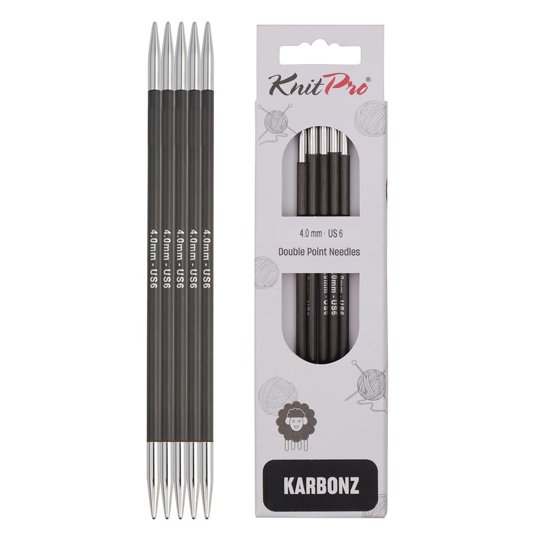 knitpro-karbonz-nadelspiele-6-15-cm-4-0-mm-carbon-strumpfstricknadeln image 1