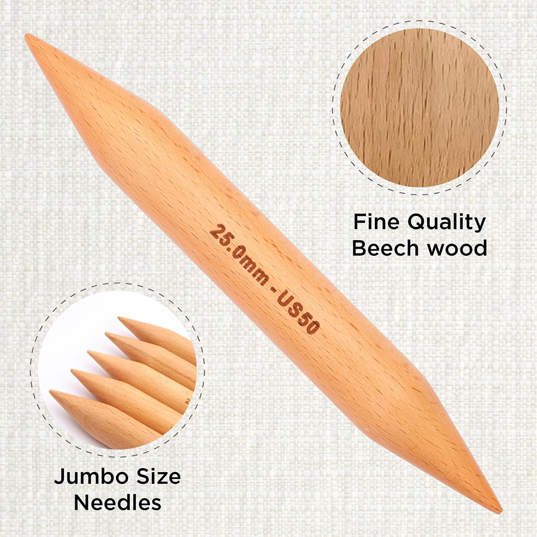 knitpro-basix-jumbo-nadelspiel-20-cm-25-mm-buchenholz image 2