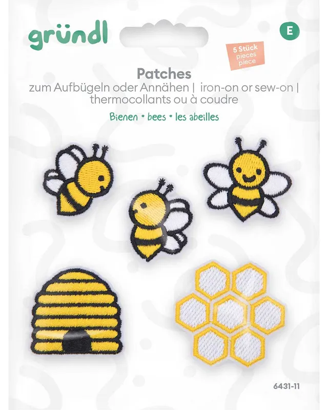 gr-ndl-b-gelpatches-bienen-5er-set image 1