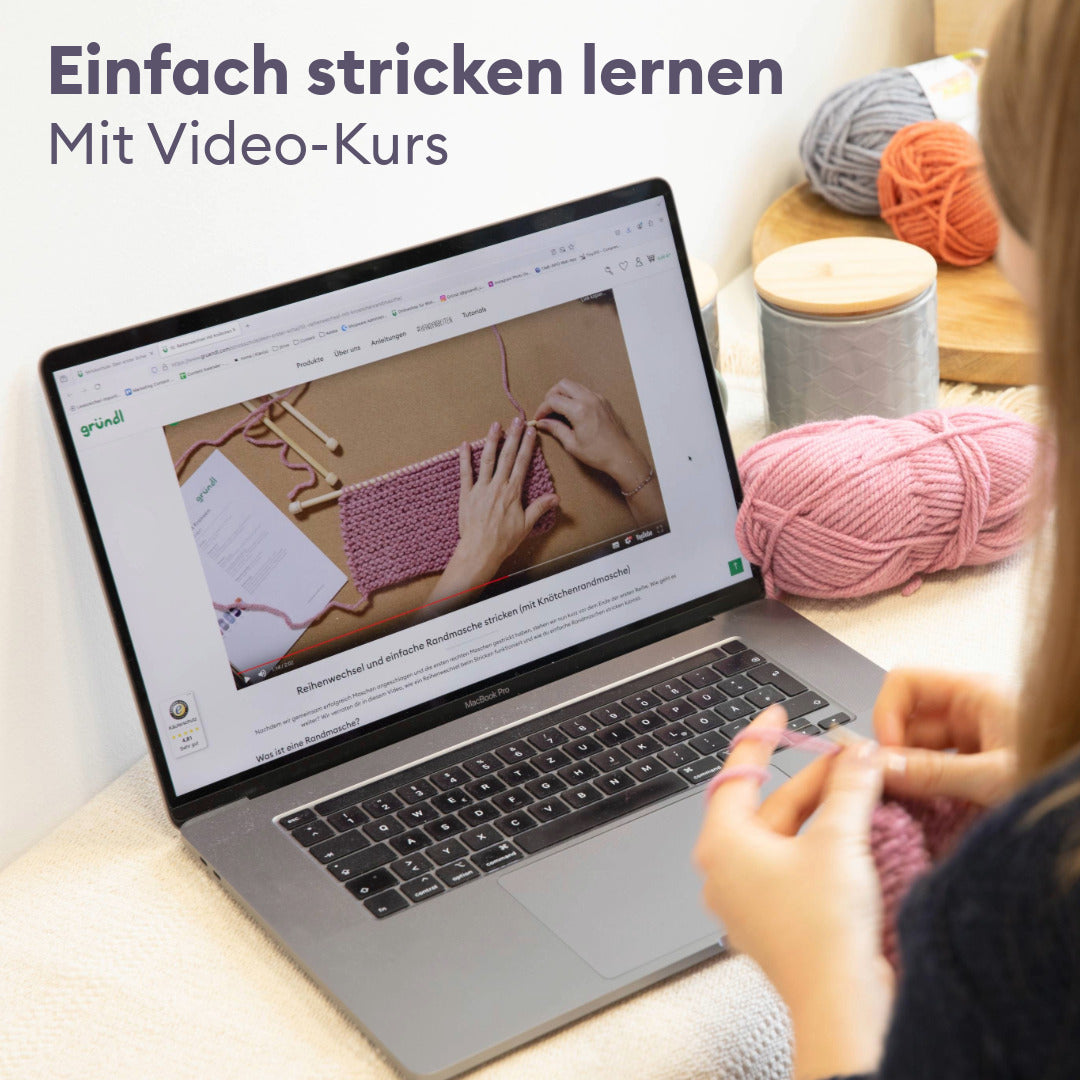 gr-ndl-strick-lernset-komplettes-anf-nger-strickset-mit-garn-nadeln-und-video-an image 2