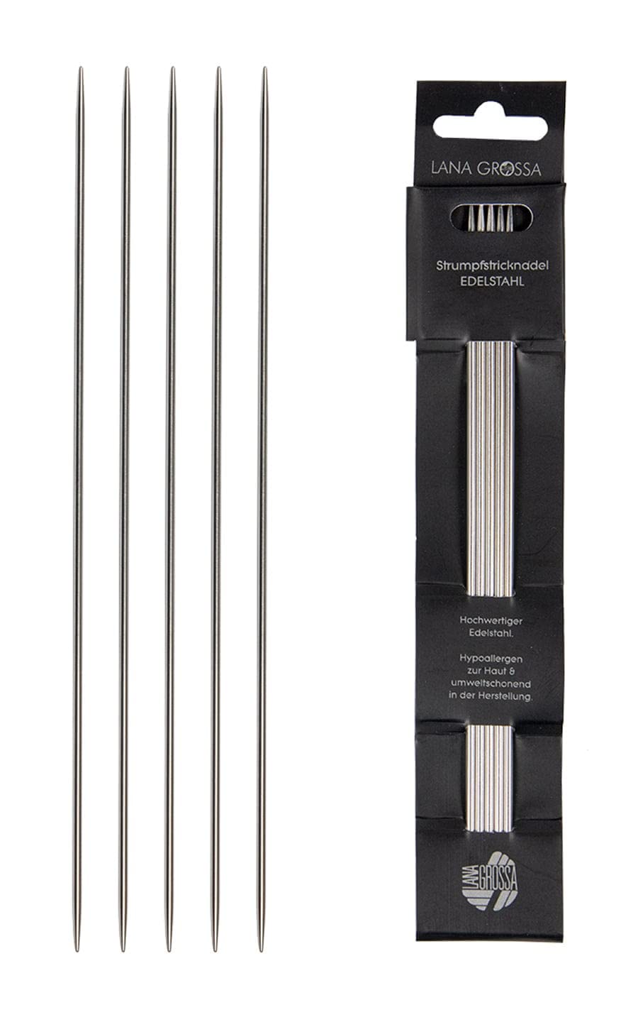 lana-grossa-strumpfstricknadel-edelstahl-20-cm-3-5-mm-nadelspiel-rostfrei image 1