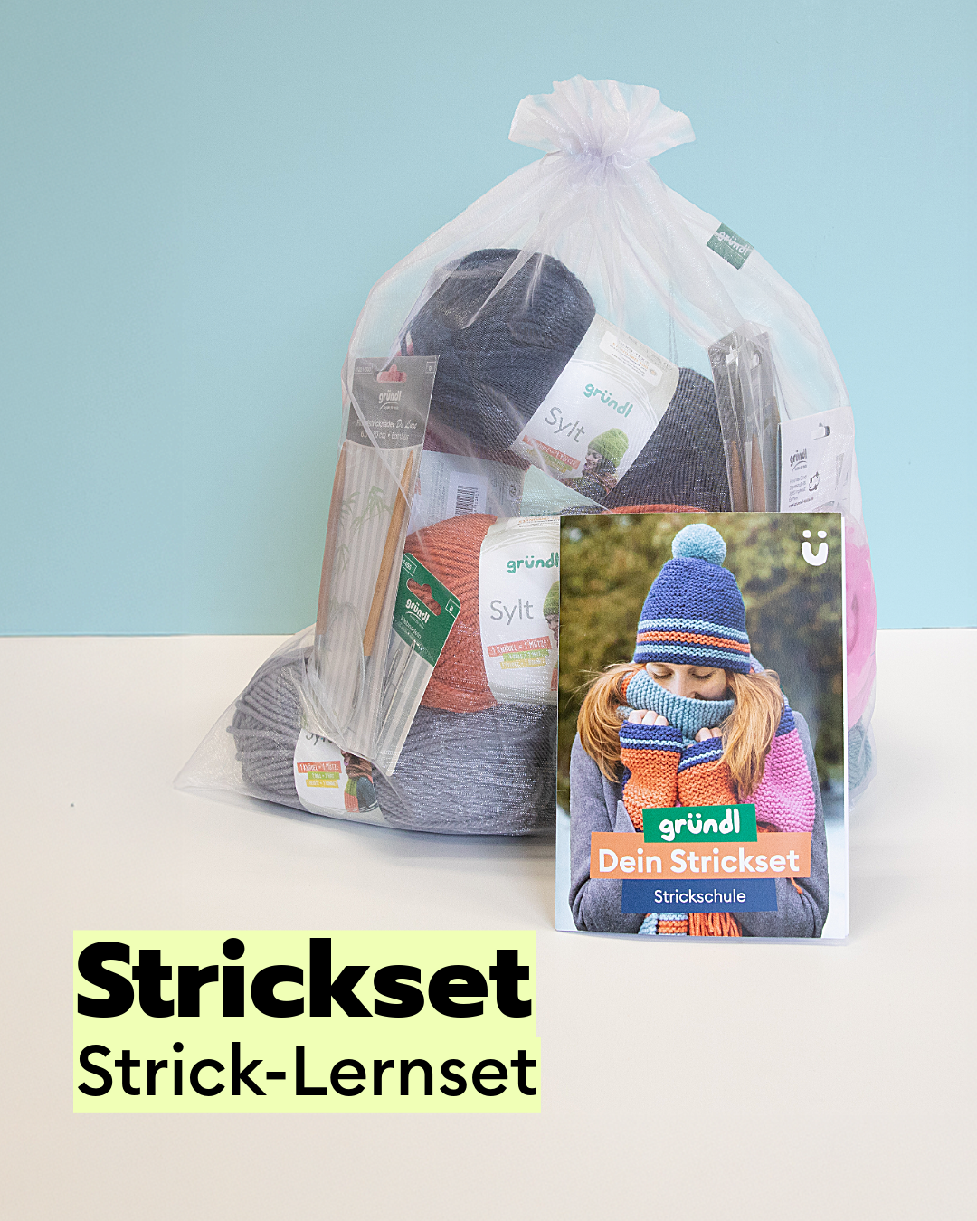 gr-ndl-strick-lernset-komplettes-anf-nger-strickset-mit-garn-nadeln-und-video-an image 1