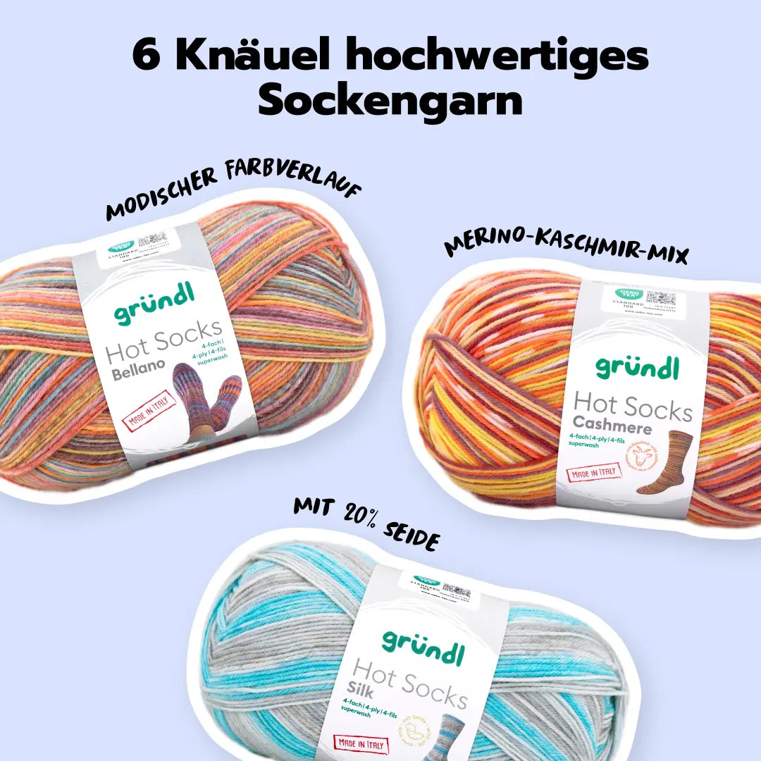 gr-ndl-strickset-hot-socks-neuheiten-4-fach-6-x-100-g-sockenwolle-set image 2