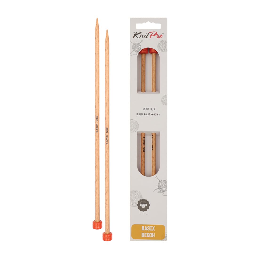 knitpro-basix-beech-jackennadeln-30-cm-5-5-mm-lange-stricknadeln-buchenholz image 1