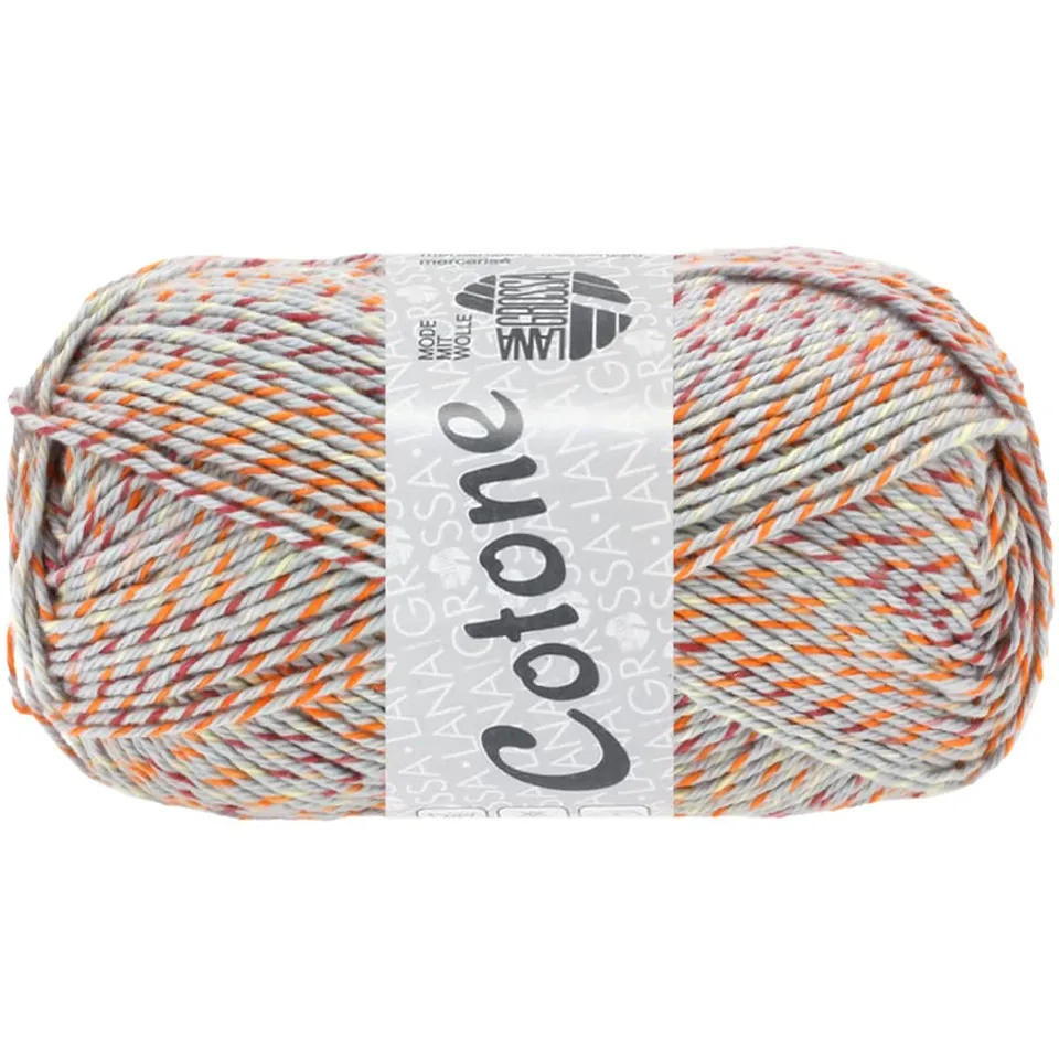 lana-grossa-cotone-521-hellgrau-orange-bordeaux-50-g image 1