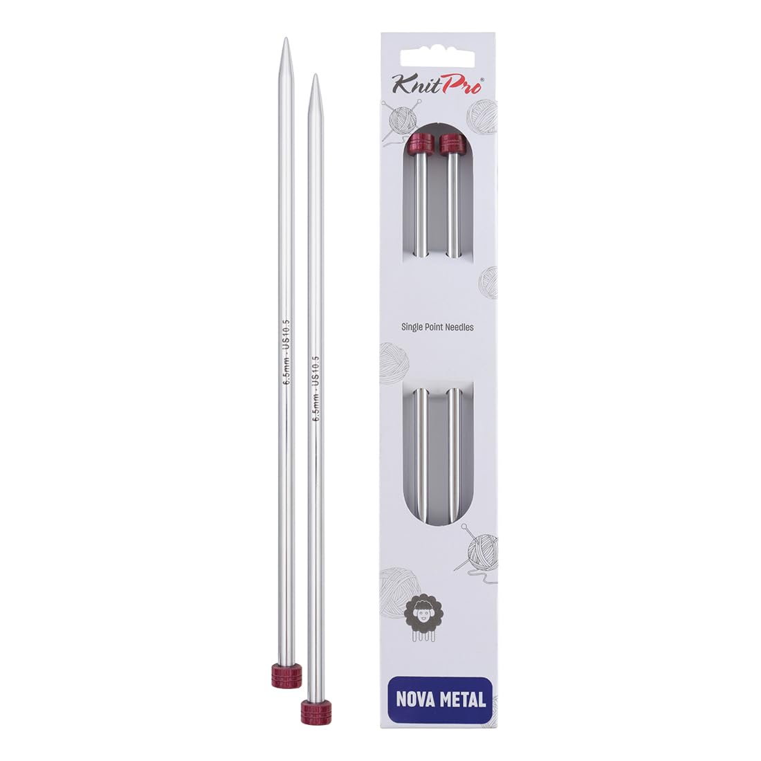 knitpro-nova-jackennadeln-25cm-6-5mm-lange-metall-stricknadeln-aus-verchromtem-m image 1