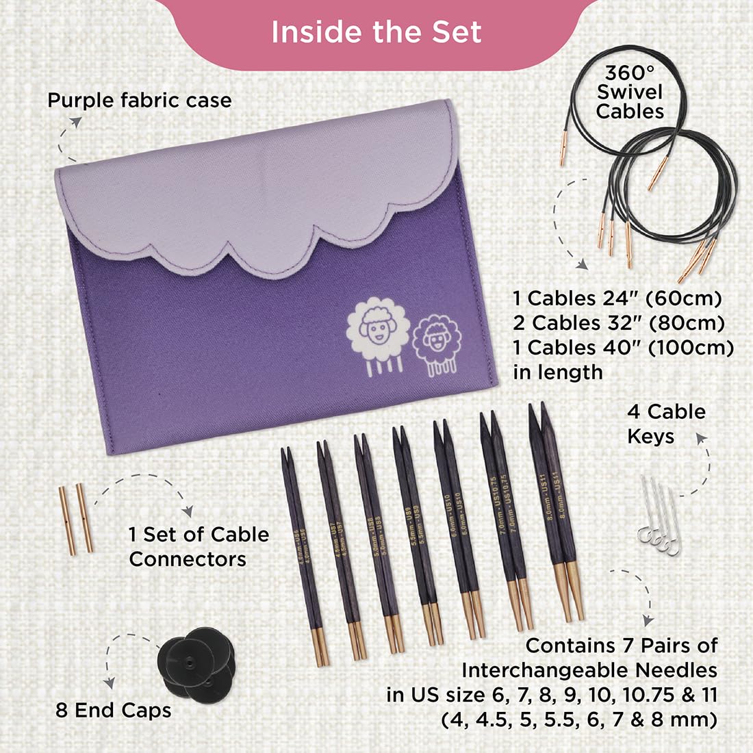 knitpro-j-adore-cubics-deluxe-nadelspitzen-set-5-13cm-7-gr-en-4-8mm-mit-zubeh-r image 2