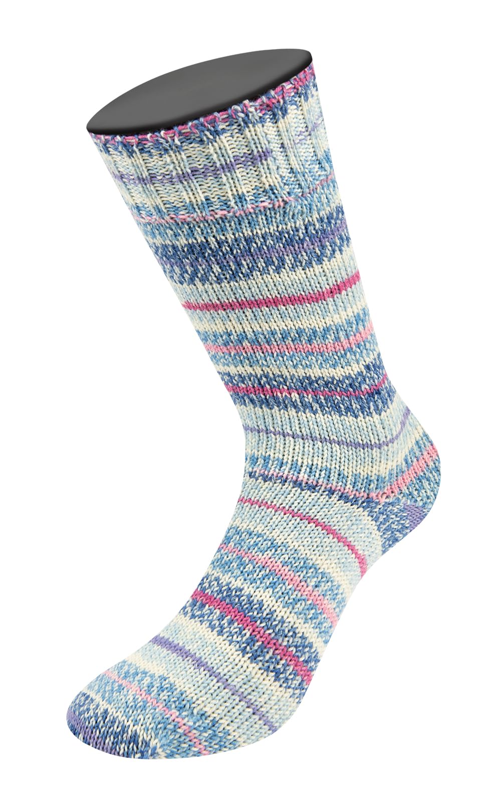 lana-grossa-meilenweit-100g-cashmere-mezzo-sockengarn-4206-dunkelblau-pink-ecru image 2