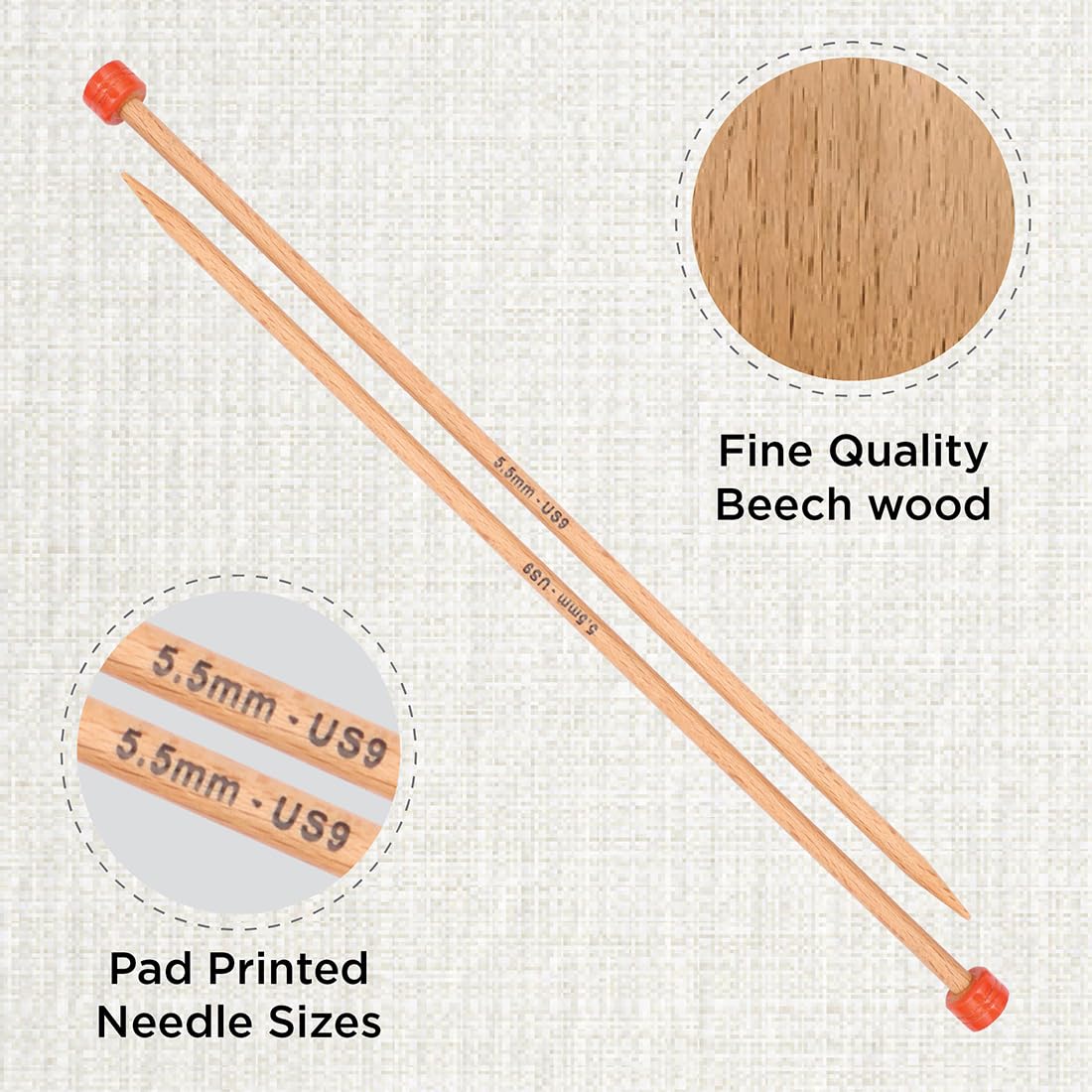 knitpro-basix-beech-jackennadeln-30-cm-5-5-mm-lange-stricknadeln-buchenholz image 2
