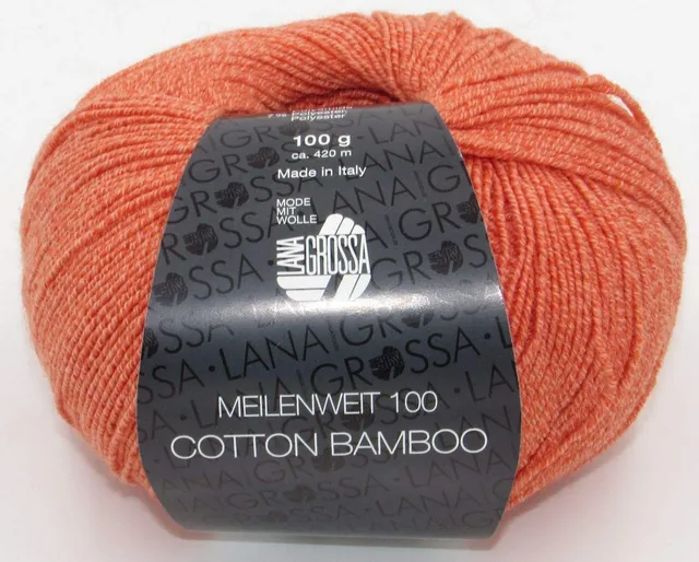 lana-grossa-meilenweit-100g-cotton-bamboo-18-koralle-sockengarn-baumwolle-bambus image 1