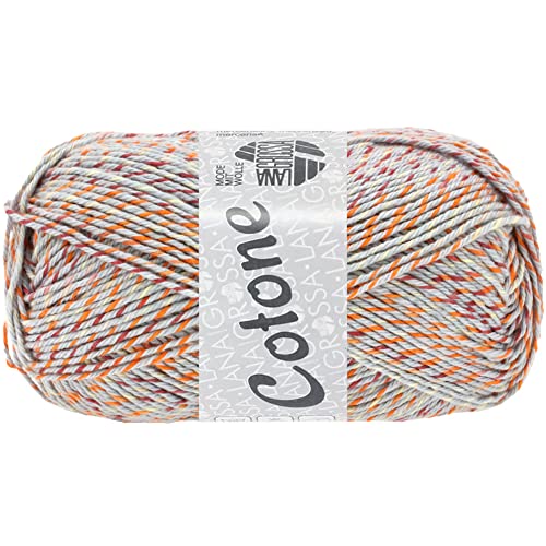 lana-grossa-cotone-521-hellgrau-orange-bordeaux-50-g image 2